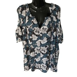 Joe Fresh Floral Top Cold Shoulder Plus 3X NWT